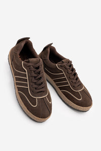 Kadın Retro Sneaker Süet Görünümlü Bağcıklı Günlük Spor Ayakkabı Veyran - Kahve Süet