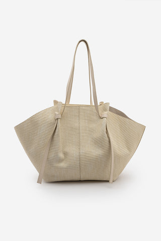 Kadın Hasır Görünümlü Omuz Çantası Heniza - Ekru Hasır