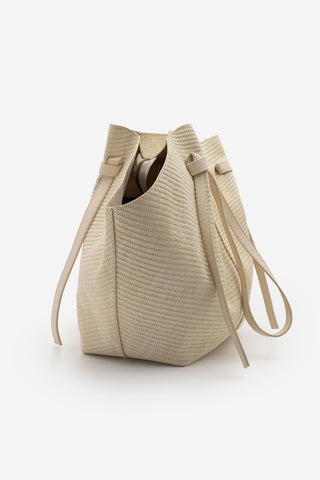 Kadın Hasır Görünümlü Omuz Çantası Heniza - Ekru Hasır