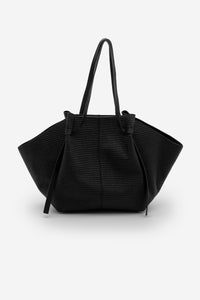 Kadın Hasır Görünümlü Omuz Çantası Heniza - Siyah Hasır