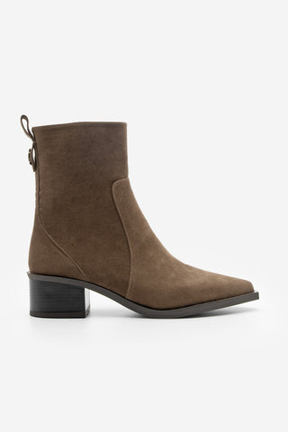 Kadın Sivri Burun Topuklu Bot Kenor - Kahve Süet