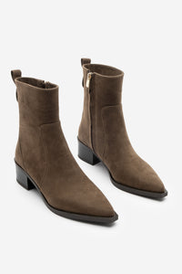 Kadın Sivri Burun Topuklu Bot Kenor - Kahve Süet