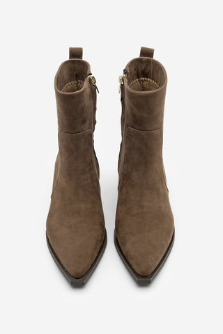 Kadın Sivri Burun Topuklu Bot Kenor - Kahve Süet