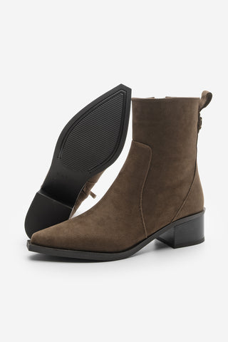 Kadın Sivri Burun Topuklu Bot Kenor - Kahve Süet