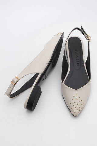 Kadın Sivri Burun Zımbalı Günlük Babet Arlina - Ekru