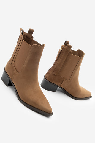 Kadın Sivri Burun Western Bot Mirona - Taba Süet