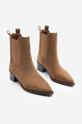 Kadın Sivri Burun Western Bot Mirona - Taba Süet