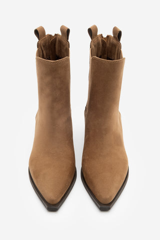 Kadın Sivri Burun Western Bot Mirona - Taba Süet