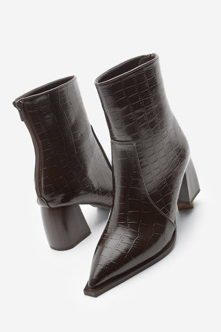 Kadın Topuklu Bot Erves - Kahve Croco