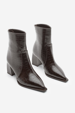 Kadın Topuklu Bot Erves - Kahve Croco