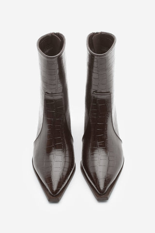 Kadın Topuklu Bot Erves - Kahve Croco