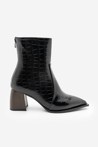 Kadın Topuklu Bot Erves - Siyah Croco