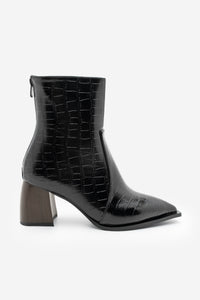 Kadın Topuklu Bot Erves - Siyah Croco