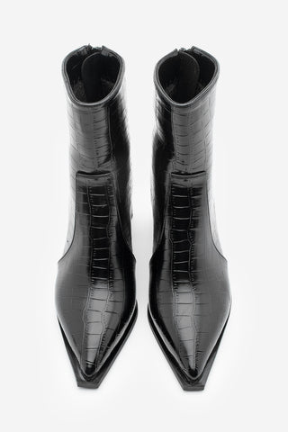 Kadın Topuklu Bot Erves - Siyah Croco