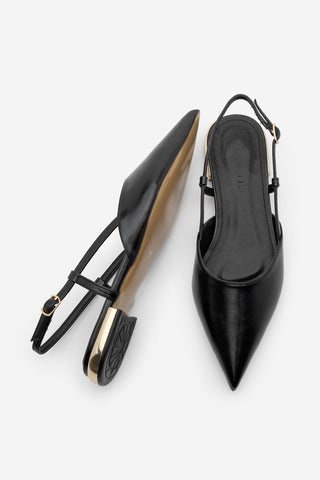 Kadın Sivri Burun Arkası Açık Babet Segos - Siyah