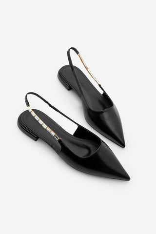 Kadın Sivri Burun Taşlı Babet Revoli - Siyah