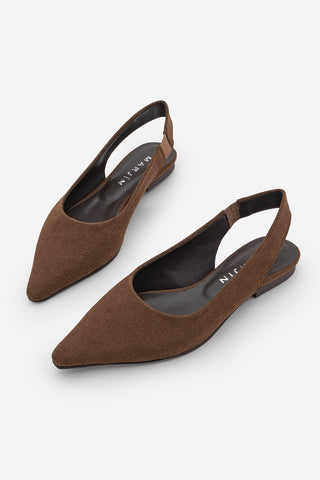 Kadın Sivri Burun Arkası Açık Günlük Babet Venga - Kahve Süet