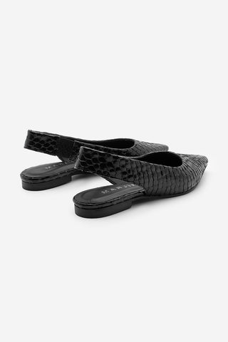 Kadın Sivri Burun Arkası Açık Günlük Babet Venga - Siyah Yılan