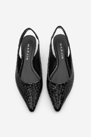 Kadın Sivri Burun Arkası Açık Günlük Babet Venga - Siyah Yılan