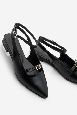 Kadın Sivri Burun Bantlı Babet Lirve - Siyah