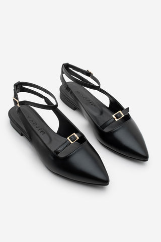 Kadın Sivri Burun Bantlı Babet Lirve - Siyah