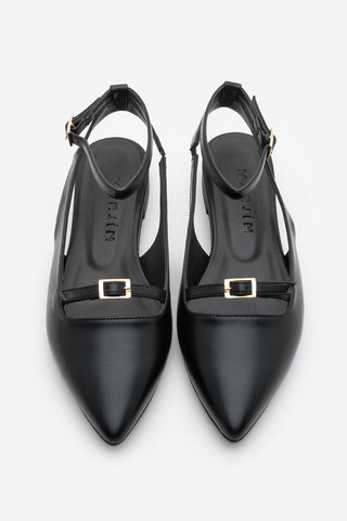 Kadın Sivri Burun Bantlı Babet Lirve - Siyah