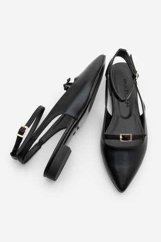 Kadın Sivri Burun Bantlı Babet Lirve - Siyah