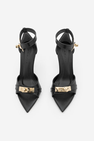 Kadın Sivri Burun Tokalı İnce Topuklu Sandalet Sophira - Siyah