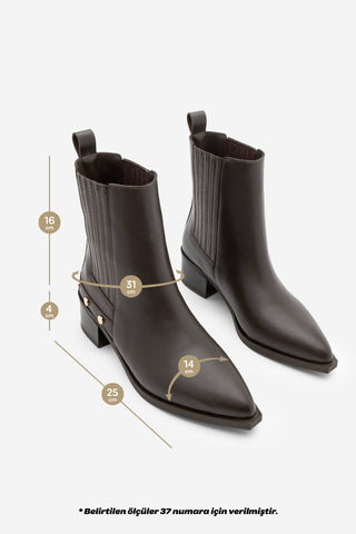 Kadın Sivri Burun Topuklu Bot Alura - Kahve