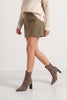 Kadın Sivri Burun Dikiş Detaylı Fermuarlı Topuklu Bot Evrin - Koyu Vizon Süet