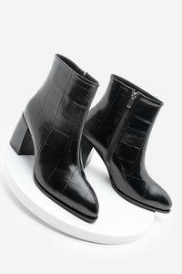 Kadın Kalın Topuklu Bot Verika - Siyah Croco