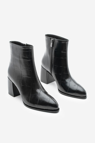 Kadın Kalın Topuklu Bot Verika - Siyah Croco