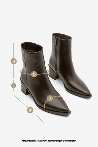 Kadın Sivri Burun Topuklu Bot Vorsis - Kahve