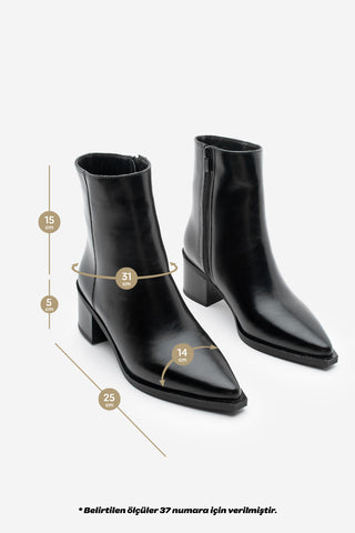 Kadın Sivri Burun Topuklu Bot Vorsis - Siyah