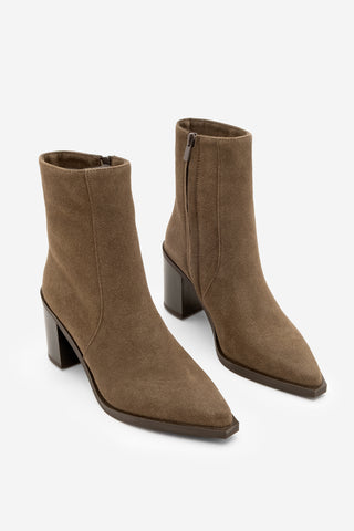 Kadın Topuklu Bot Ranka - Kahve Süet