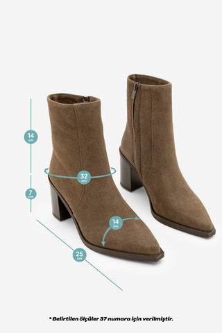 Kadın Topuklu Bot Ranka - Kahve Süet