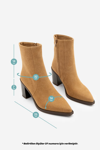 Kadın Topuklu Bot Ranka - Taba Süet