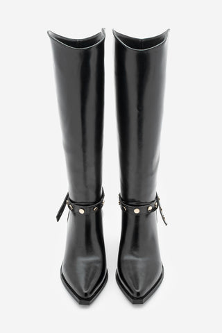 Kadın Fermuarsız Topuklu Çizme Fuslep - Siyah