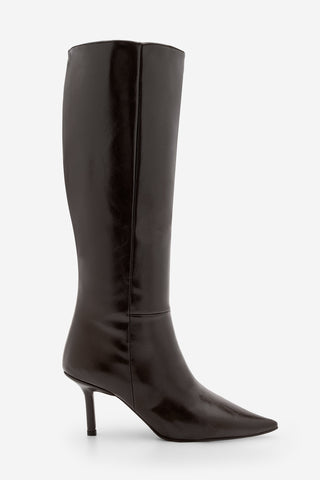 Kadın Fermuarsız Topuklu Çizme Gasev - Kahve