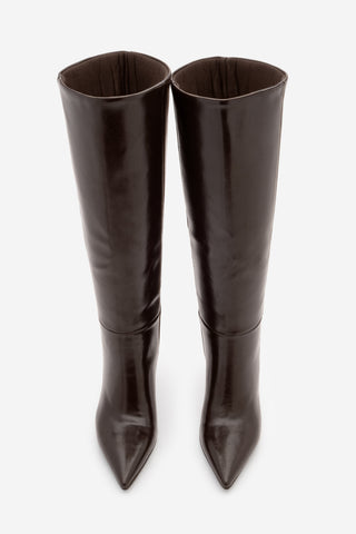 Kadın Fermuarsız Topuklu Çizme Gasev - Kahve