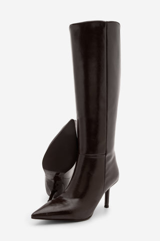 Kadın Fermuarsız Topuklu Çizme Gasev - Kahve