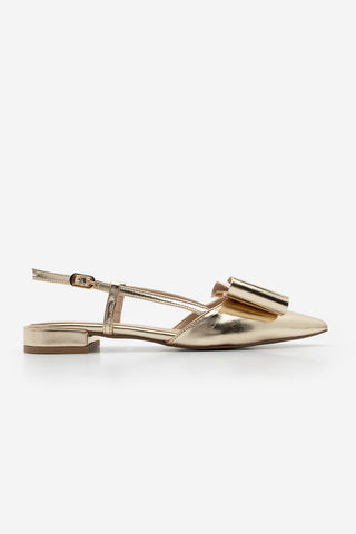 Kadın Sivri Burun Fiyonklu Babet Tolze - Altın