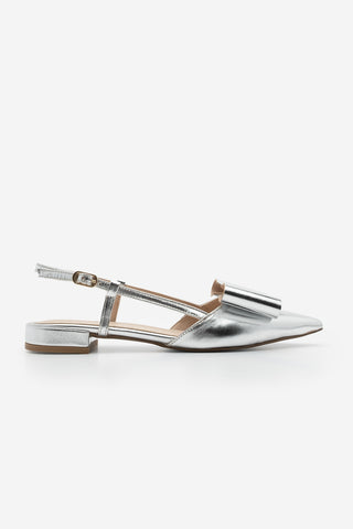 Kadın Sivri Burun Fiyonklu Babet Tolze - Gümüş