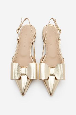 Kadın Sivri Burun Fiyonklu Babet Tolze - Altın