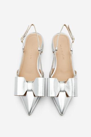 Kadın Sivri Burun Fiyonklu Babet Tolze - Gümüş