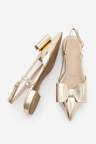 Kadın Sivri Burun Fiyonklu Babet Tolze - Altın