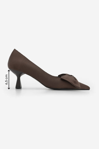 Kadın Stiletto Topuklu Ayakkabı Esilas - Kahve Saten
