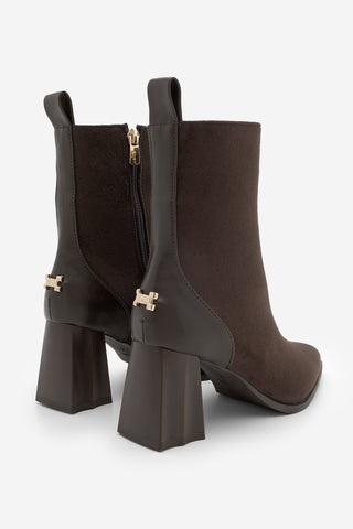 Kadın Sivri Burun Topuklu Bot Esvon - Kahve Süet