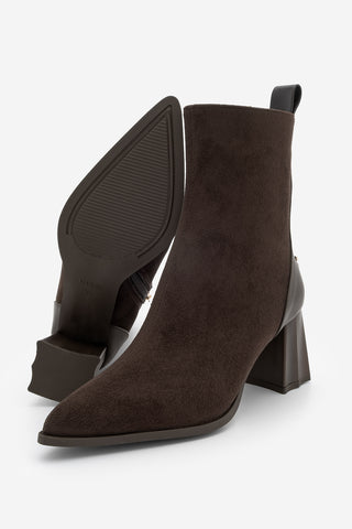 Kadın Sivri Burun Topuklu Bot Esvon - Kahve Süet