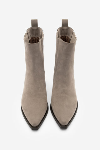 Kadın Sivri Burun Günlük Topuklu Bot Losya - Vizon Süet